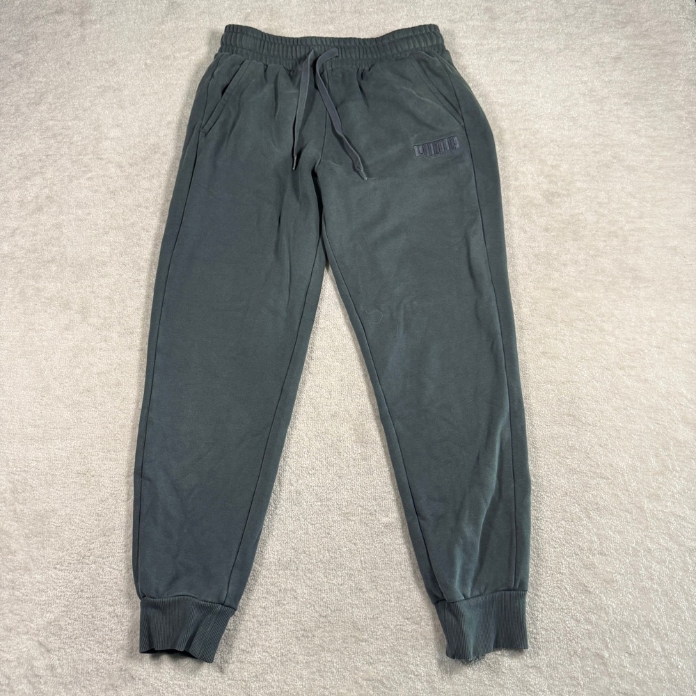 Puma Joggers Mens M Gray Fleece Sweatpants Drawstring Pockets Athletic Taper